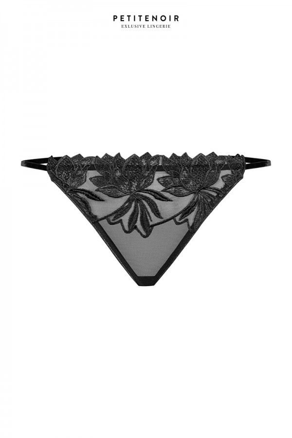 Slip échancré tulle et broderies